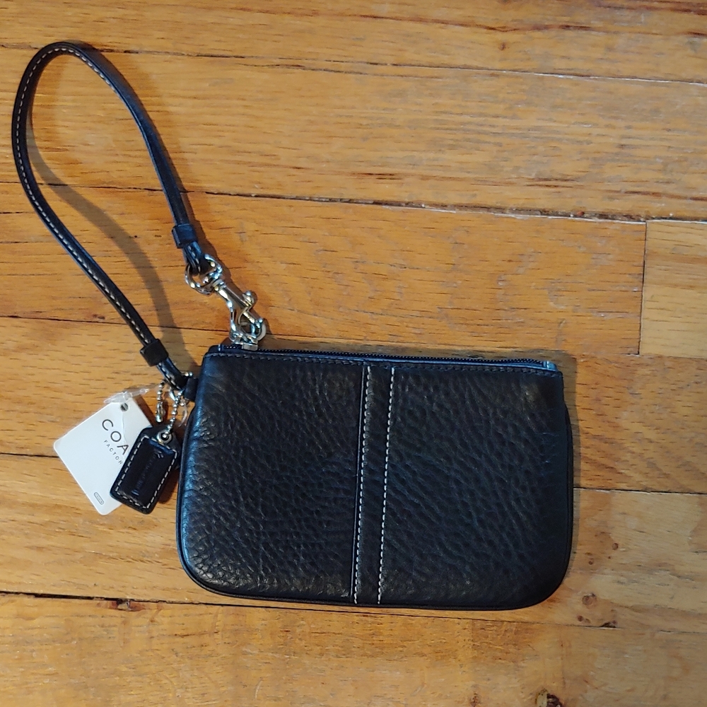 New with tags! Coach soft pebbled leather small wristlet